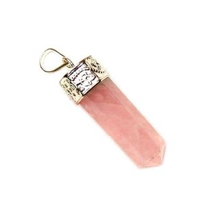 1 Rose Quartz Spike Pendant with Silver Decorative Cap